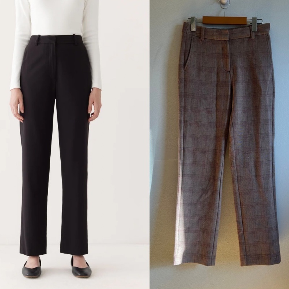 Frank And Oak Sz 4 Jane Straight Plaid Light Brown Academia Pants